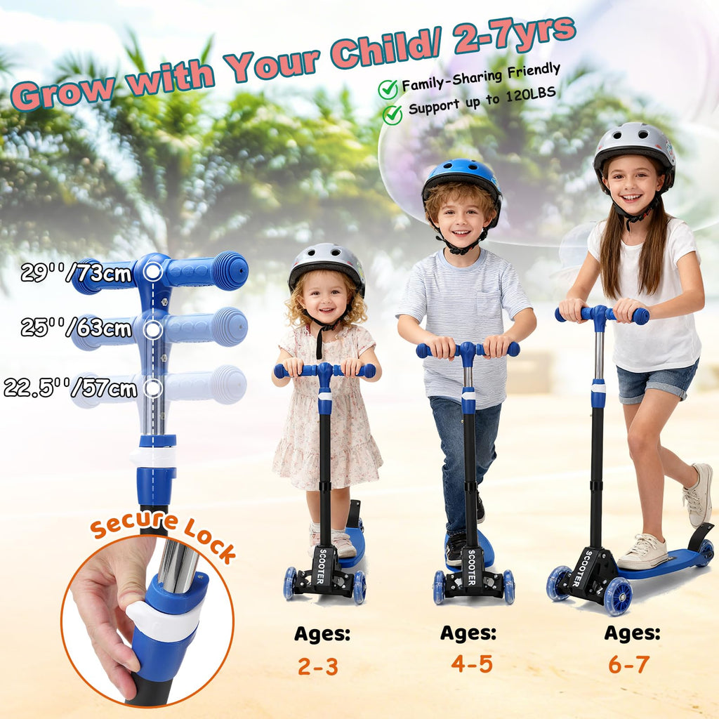 Kids 2-7 Age Light up 3 Wheels Folding Kick Scooter Z936