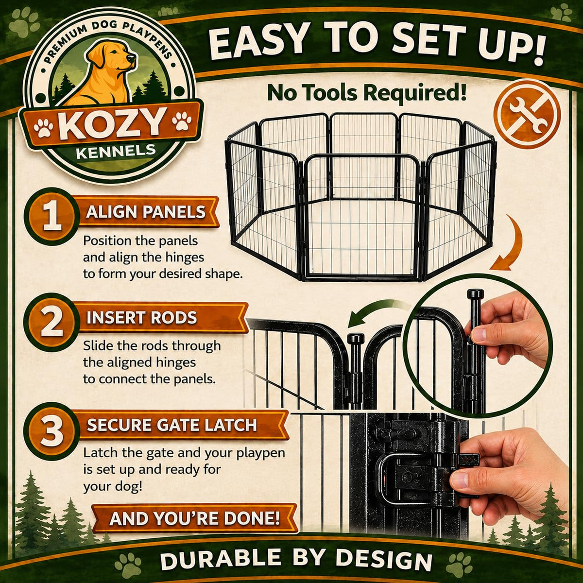 32 inch 16 Panels Heavy Duty Metal Dog Playpen with Gate O4360