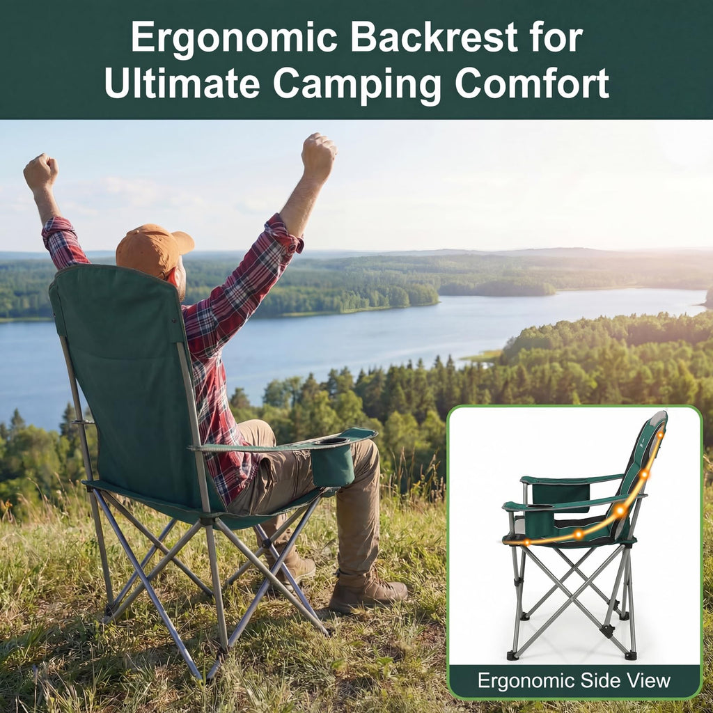 Oversized Folding Camping Chair with Cup Holder, 2 Pack E86424