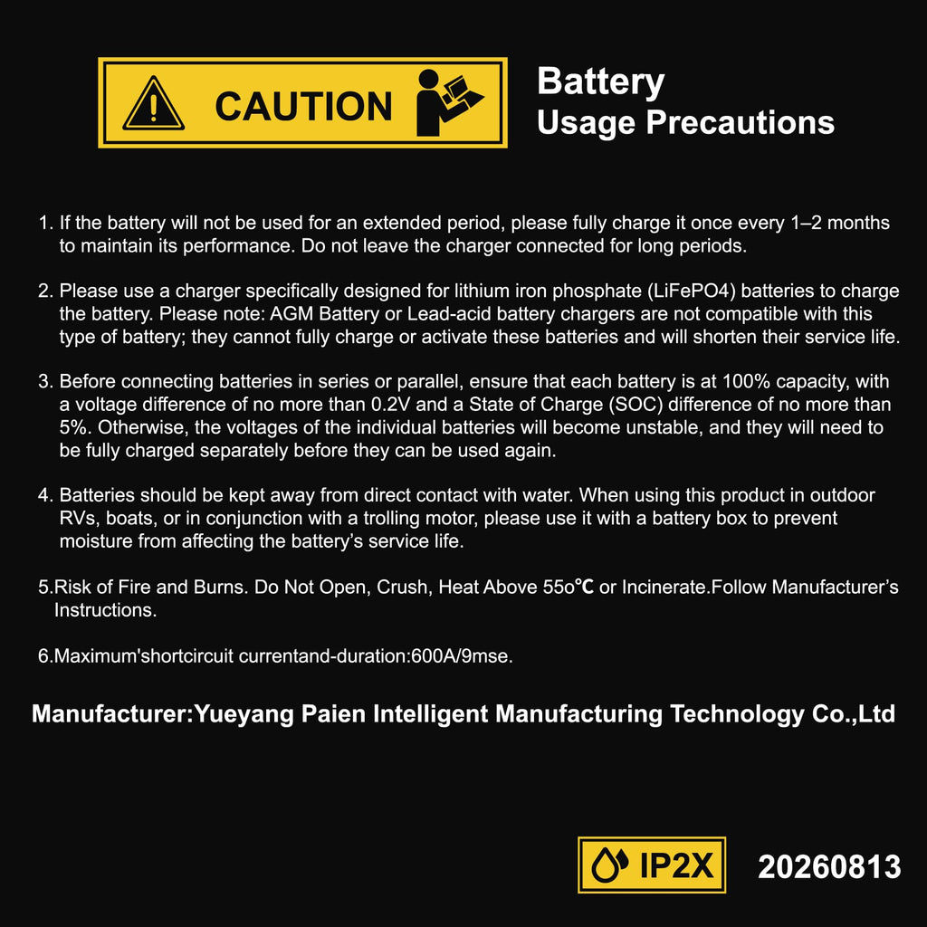 12V 100Ah LiFePO4 Lithium Battery 2 Pack B719