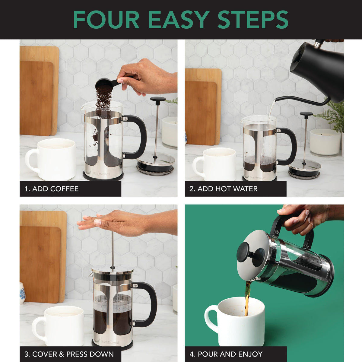 8 Cup Stainless Steel French Press Coffee Maker F11461