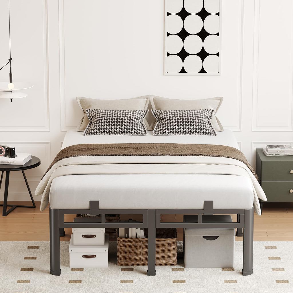 Queen 18 Inch Tall Metal Platform Bed Frame Z89926