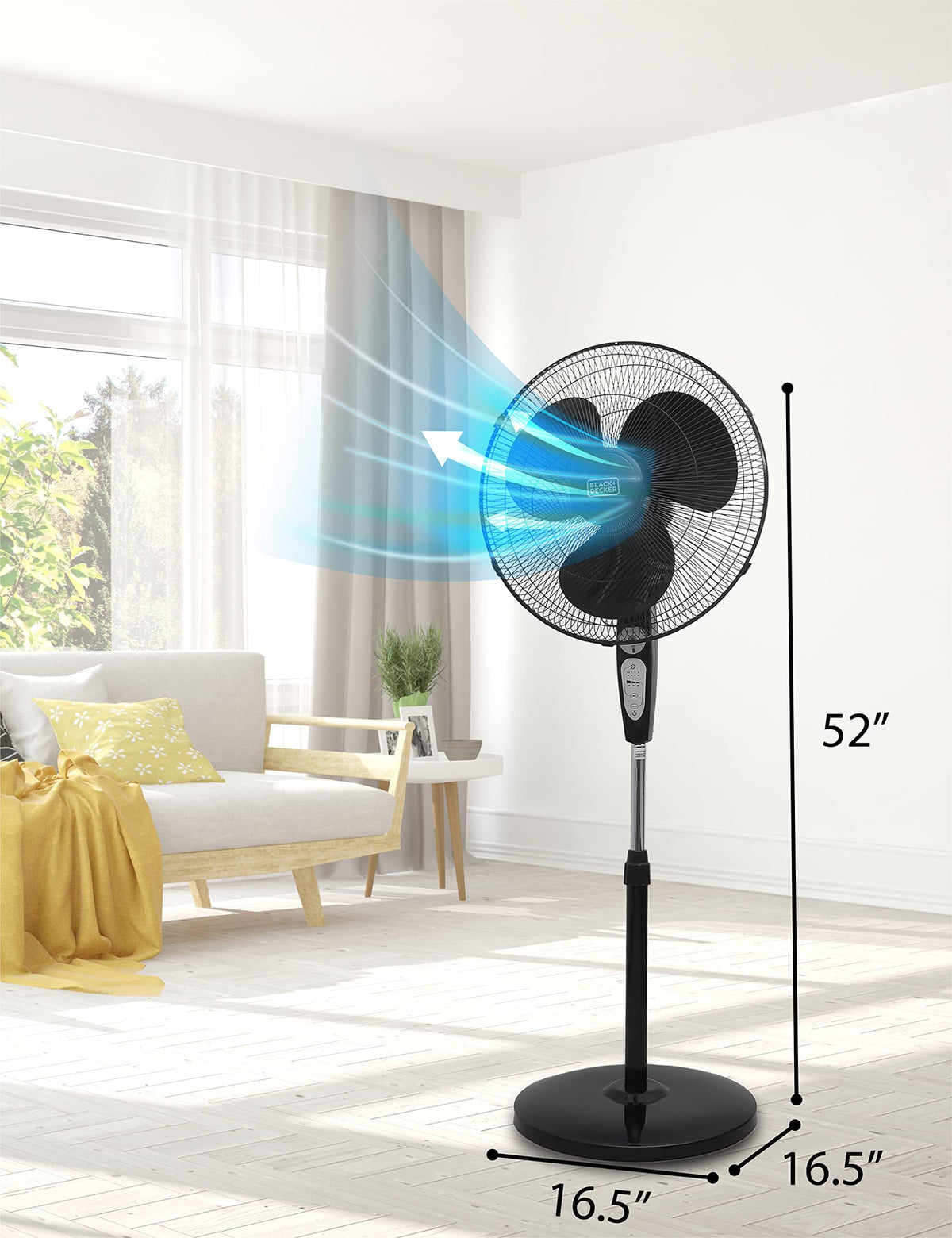 18" Oscillating Pedestal Fan with Remote, Black A784