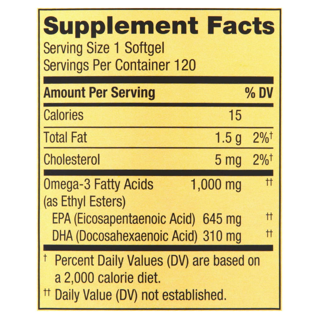 1000 mg Omega-3 Fish Oil Softgels Dietary Supplement N65622