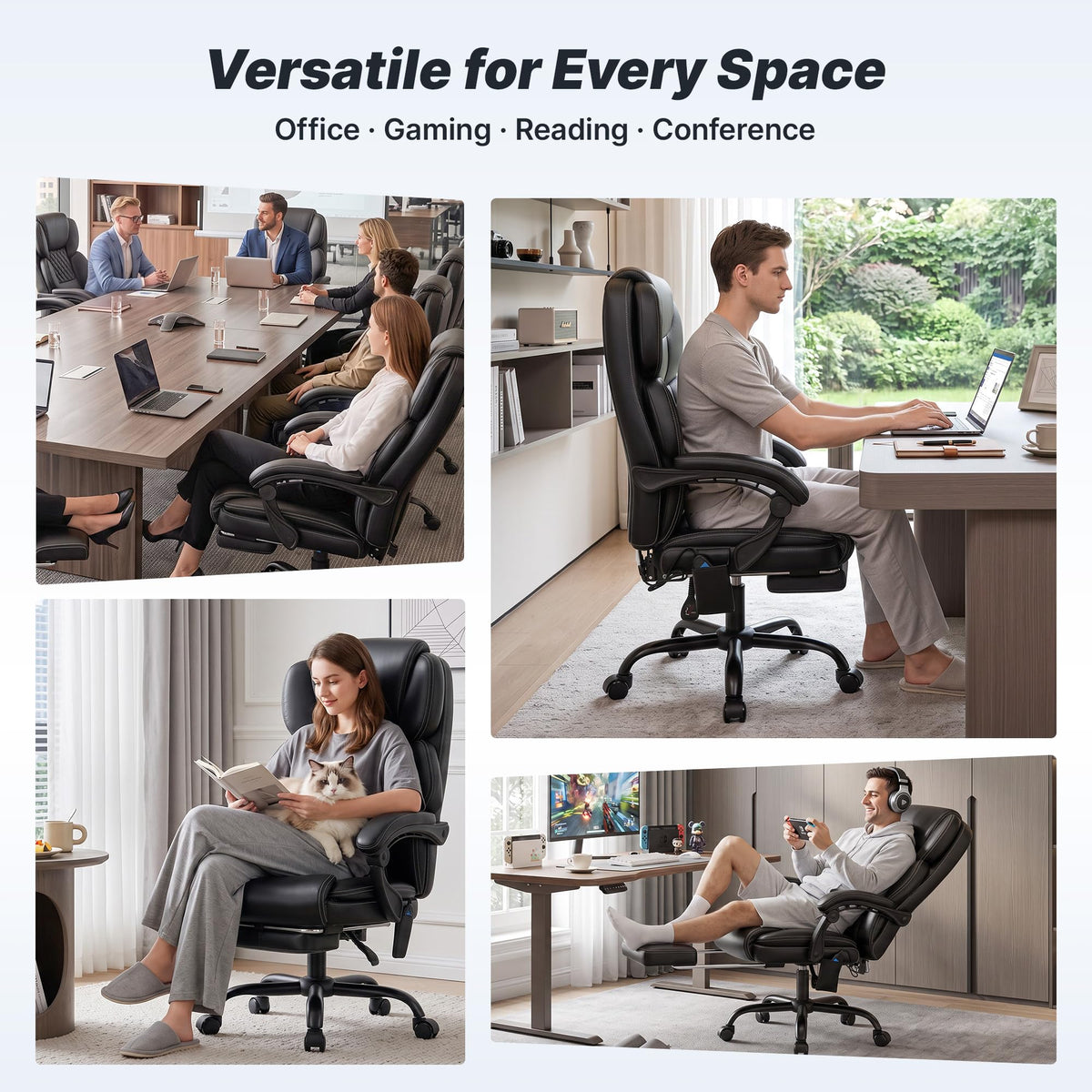 Massage Office Chair with Footrest, Heat and 160° Recline T885