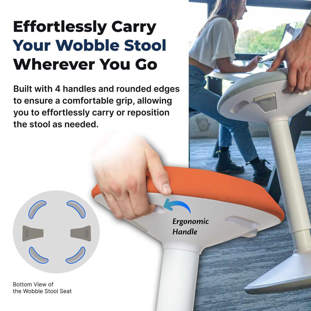 Height Adjustable Swivel Wobble Stool P5117