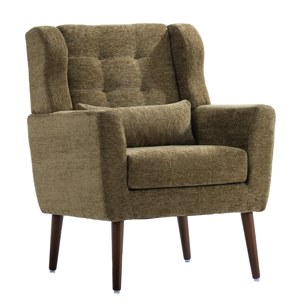 Olive Green Chenille Upholstered Accent Chairs Set of 2 D4426