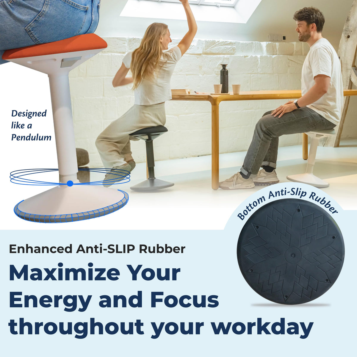 Height Adjustable Swivel Wobble Stool P5117