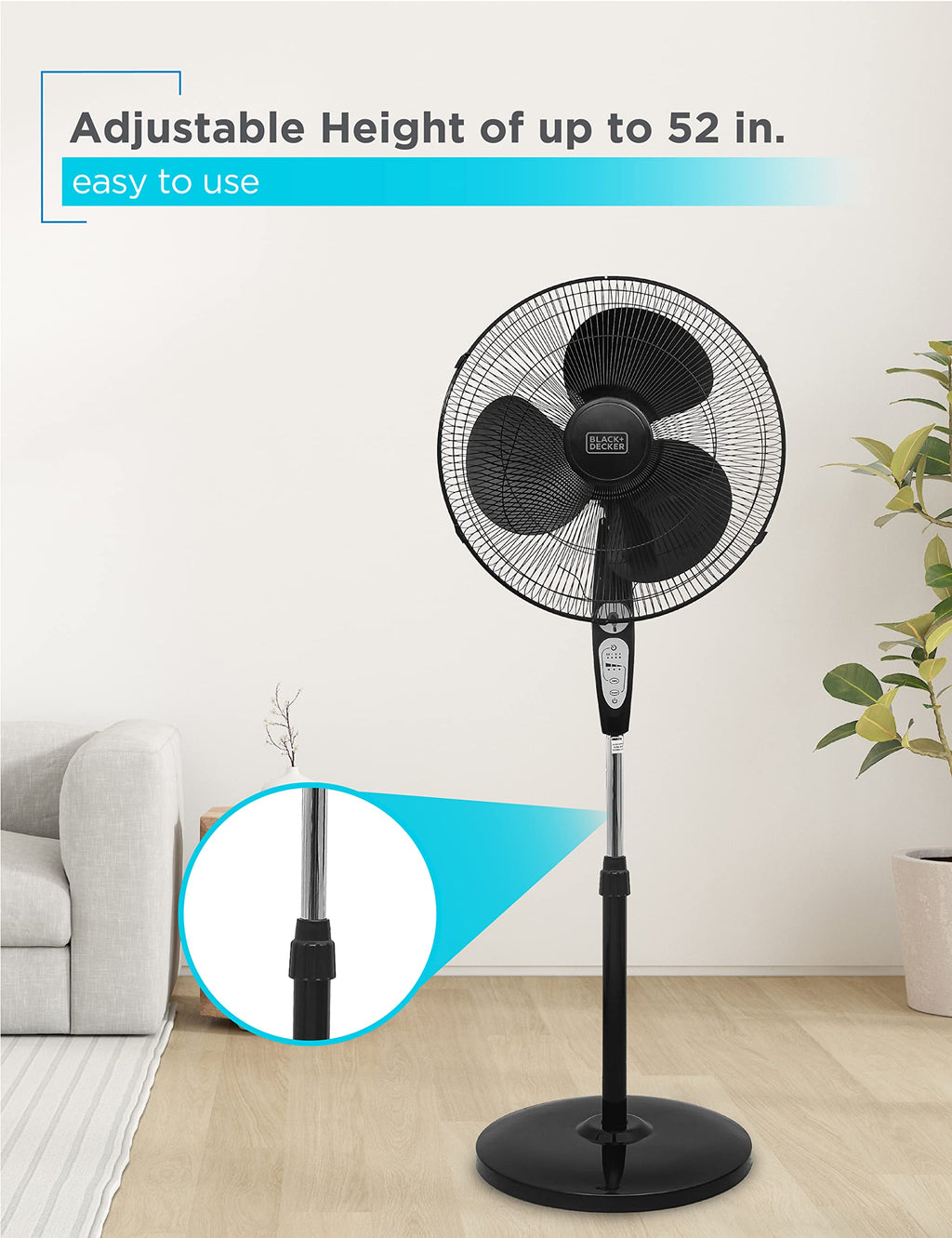 18" Oscillating Pedestal Fan with Remote, Black A784
