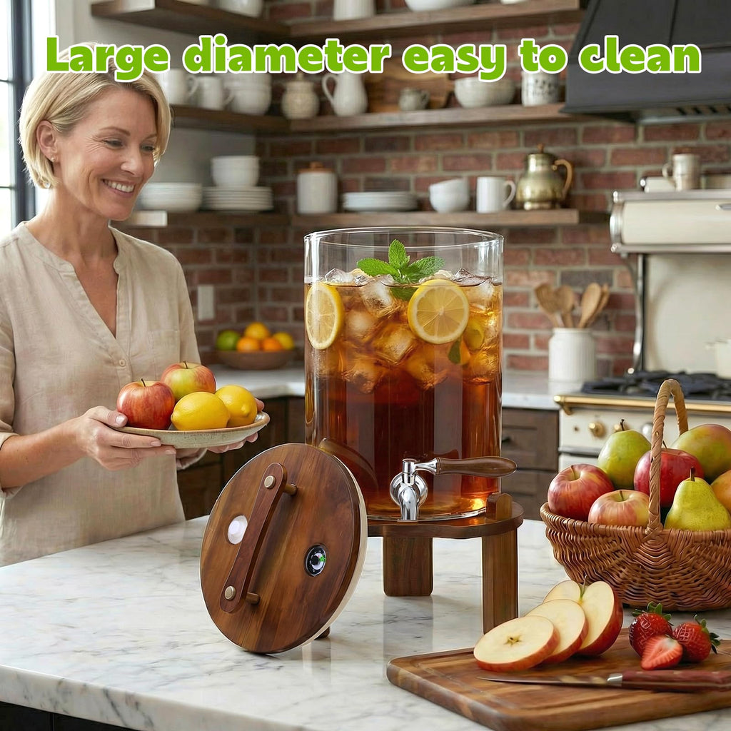 2.1 Gallon Glass Beverage Dispenser with Stand and Stainless Steel Spigot P7426