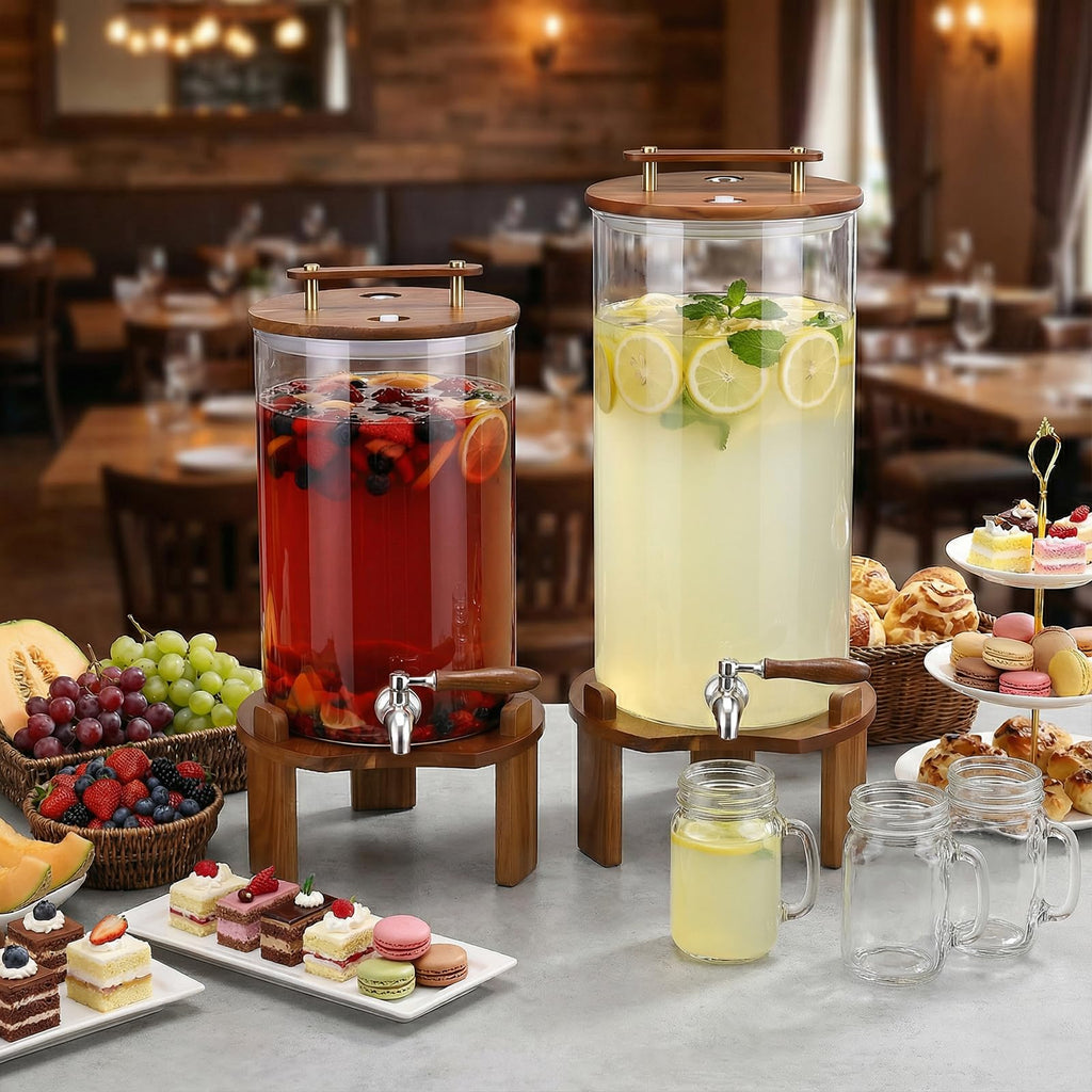 2.1 Gallon Glass Beverage Dispenser with Stand and Stainless Steel Spigot P7426
