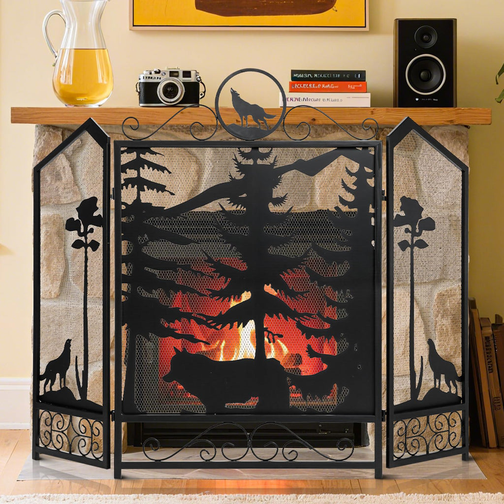 Black 3 Panel Fireplace Screen L2956