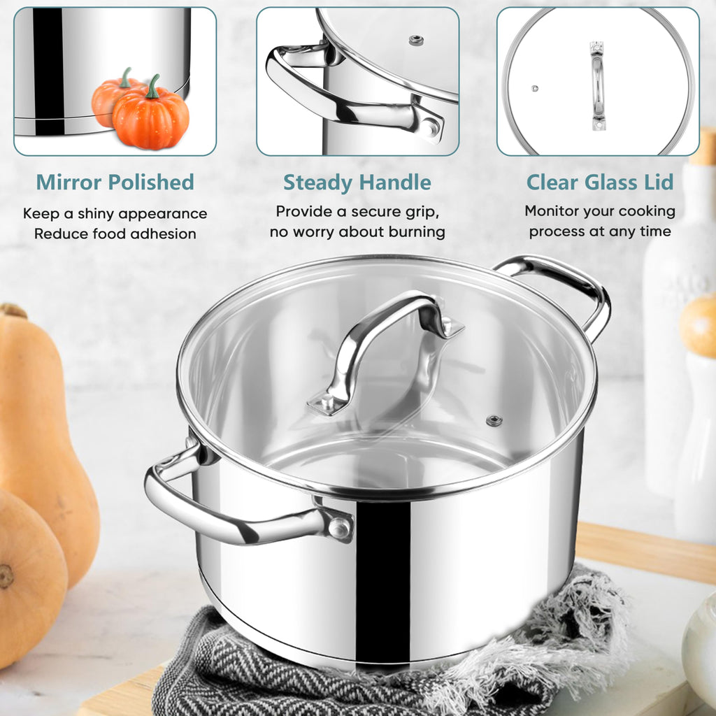 4 Quart Stainless Steel Stock Pot with Lid U869806