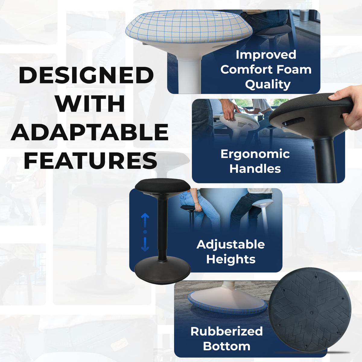 Height Adjustable Swivel Wobble Stool P5117