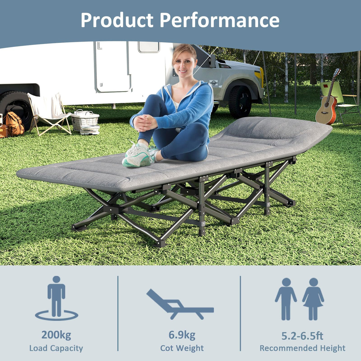 Camping Cot with Mattress and Pillow S13508