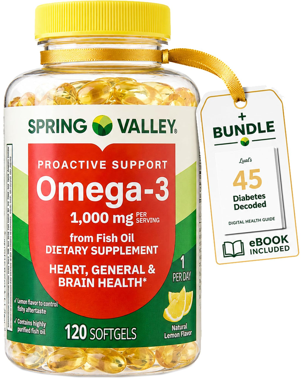 1000 mg Omega-3 Fish Oil Softgels Dietary Supplement N65622