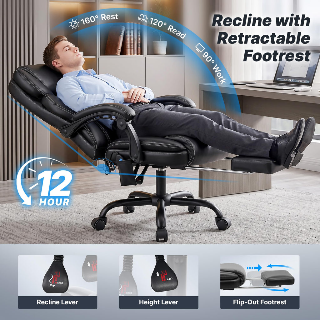 Massage Office Chair with Footrest, Heat and 160° Recline T885