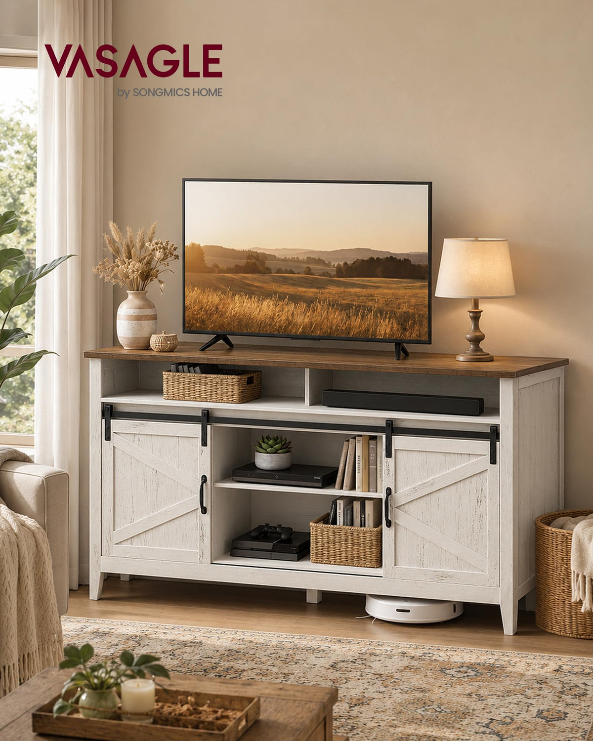Tall Farmhouse TV Stand with Door L87511