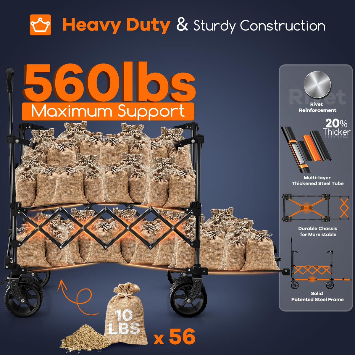 Foldable Double Decker Wagon, 560lbs, Black R27591