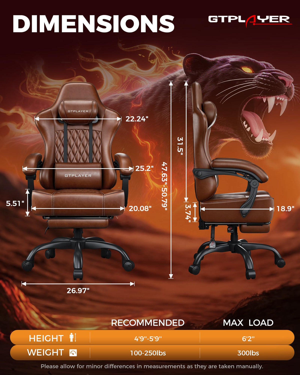 Big and Tall Gaming Chair with Footrest F335334