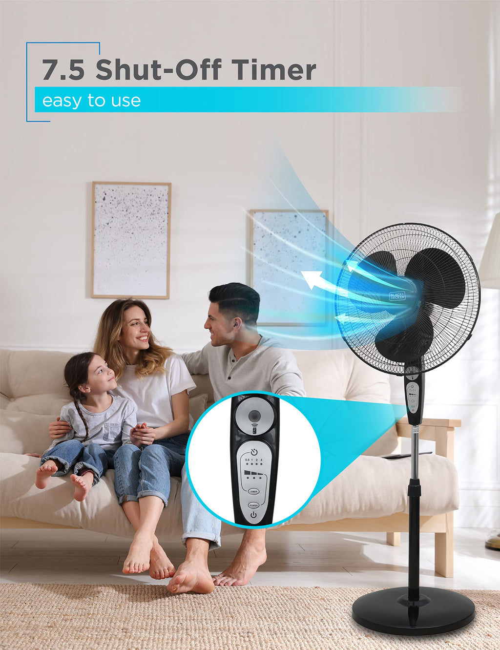 18" Oscillating Pedestal Fan with Remote, Black A784