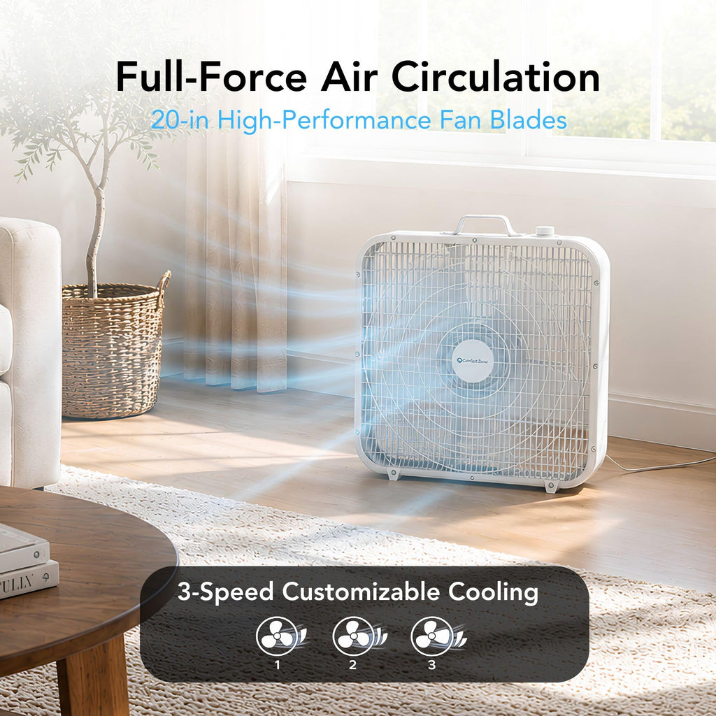 20 inch 3 Speed Box Fan with Carry Handle T59138