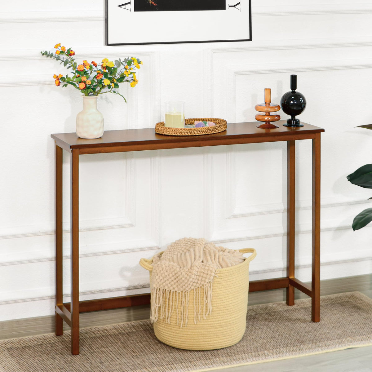 Bamboo Narrow Wood Console Table H433702