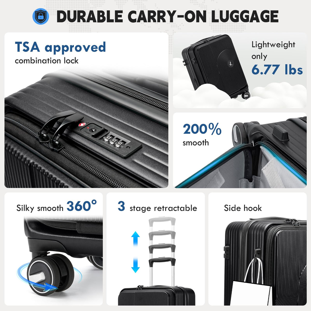 20 Inch Expandable Carry on Luggage C438