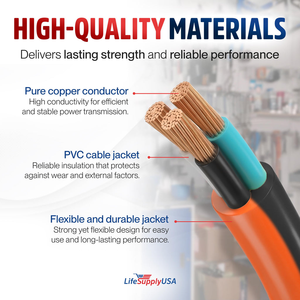 100ft 12/3 Gauge Heavy Duty Extension Cord, Waterproof, 15A 125V, Orange and Black P7668