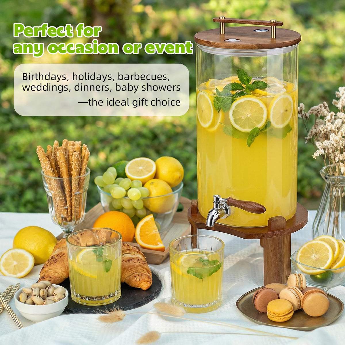 2.1 Gallon Glass Beverage Dispenser with Stand and Stainless Steel Spigot P7426