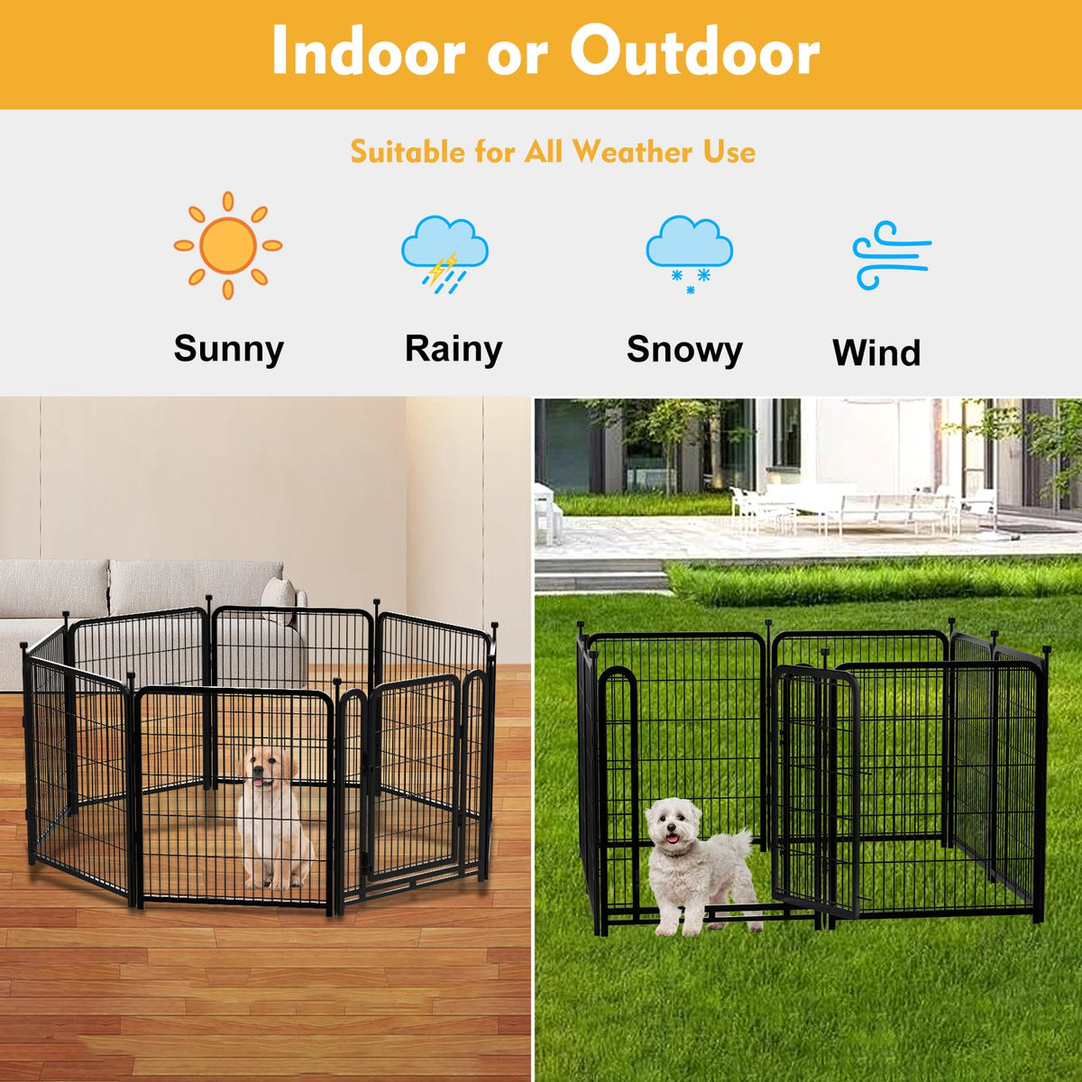 24 inch 16 Panels Metal Dog Playpen K8307