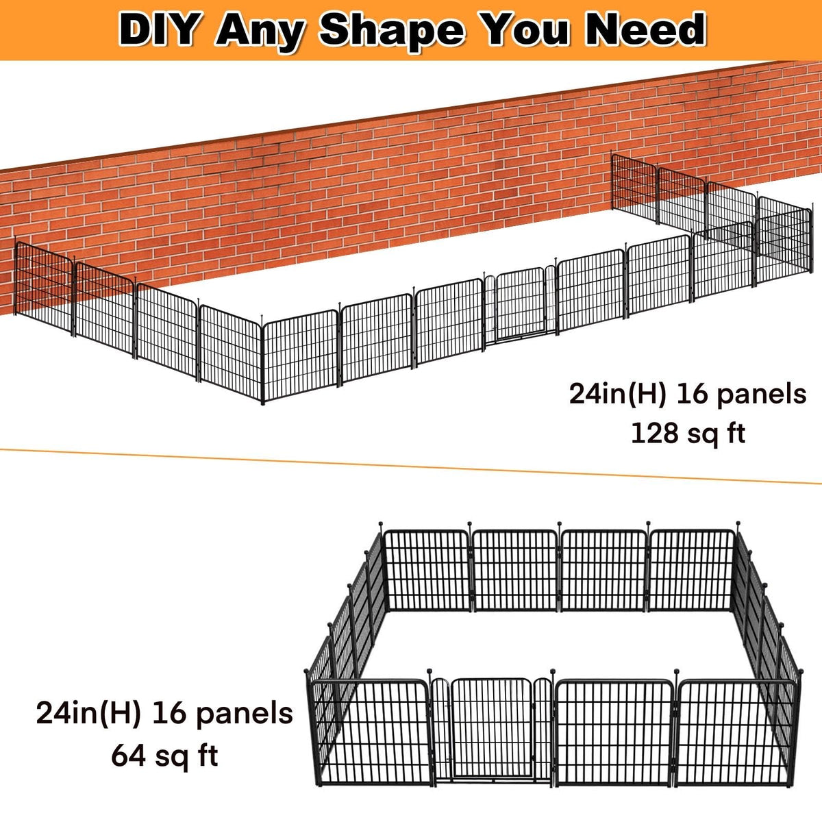 24 inch 16 Panels Metal Dog Playpen K8307