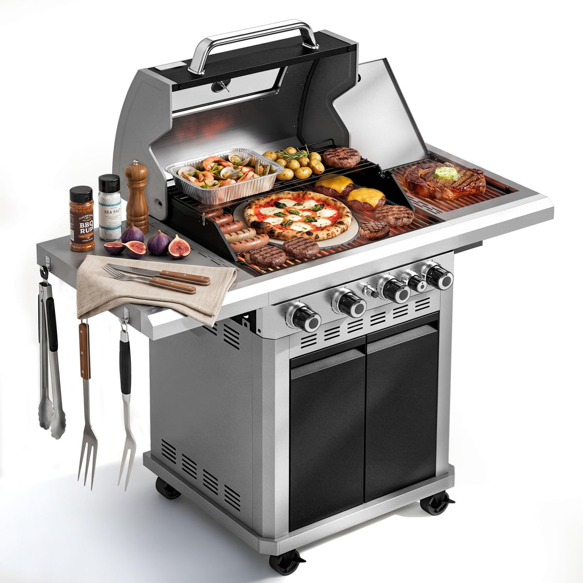 4 Burner Propane Gas BBQ Grill with Infrared Sear Burner N4185