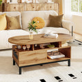 47" Oval Wood Coffee Table with Storage O99049