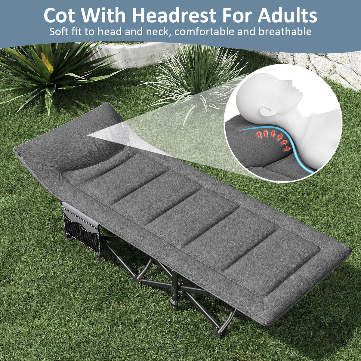 Camping Cot with Mattress and Pillow S13508