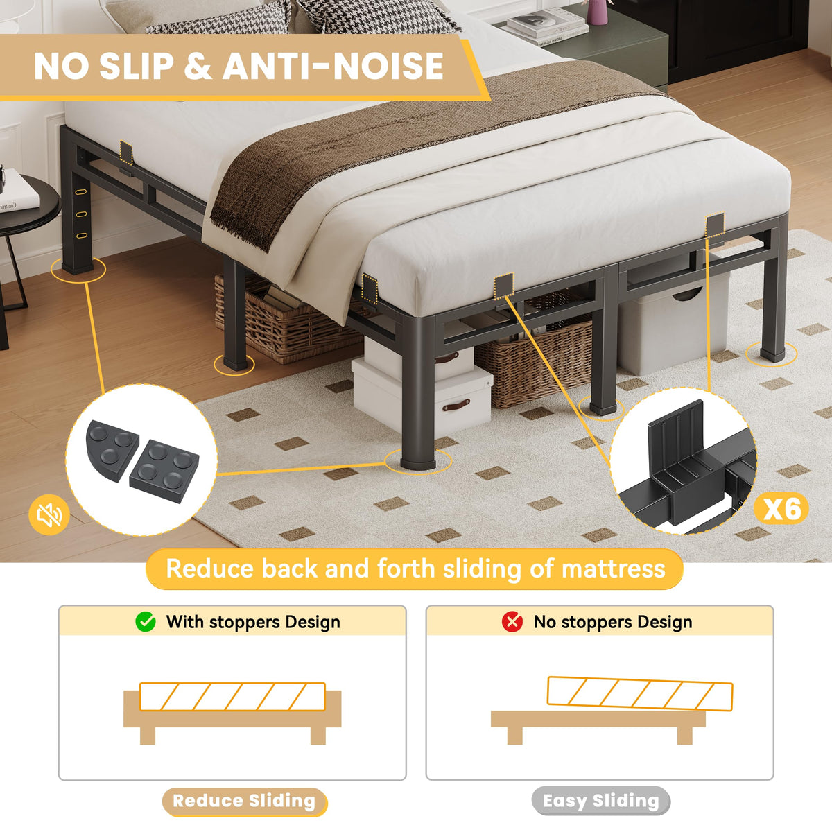 Queen 18 Inch Tall Metal Platform Bed Frame Z89926