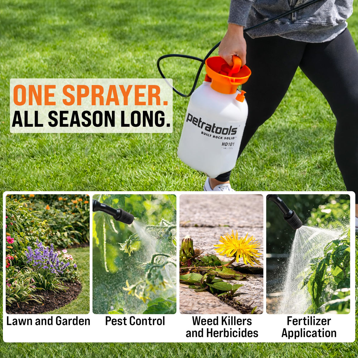 1 Gallon Garden Pump Sprayer with 52-in Hose & 2 Nozzles M251432