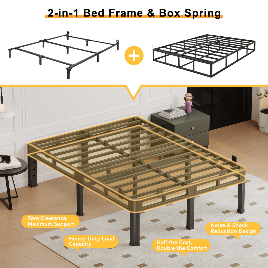 Queen 18 Inch Tall Metal Platform Bed Frame Z89926